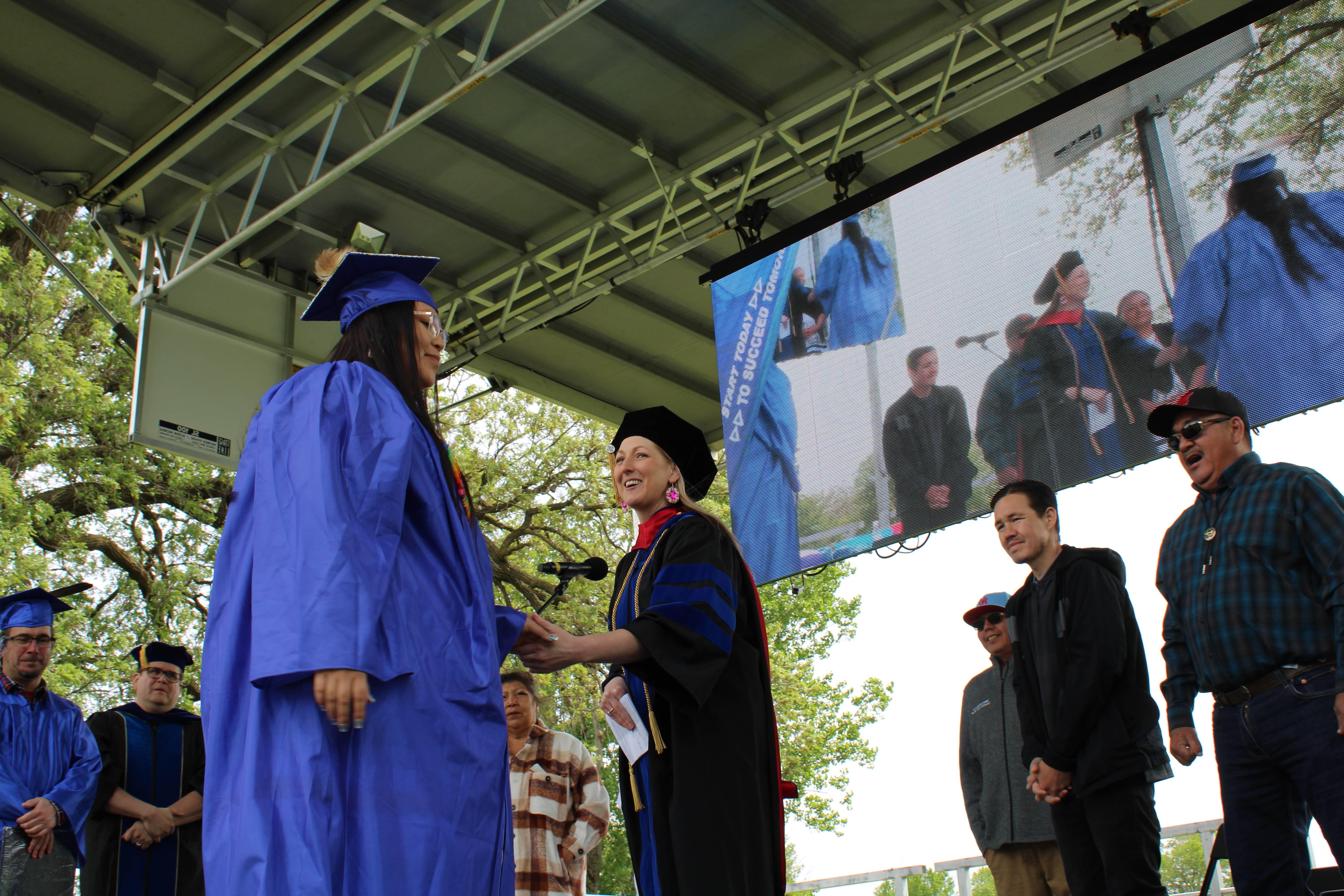 walking across stage